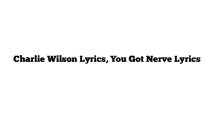  Charlie Wilson Lyrics, You Got Nerve Lyrics